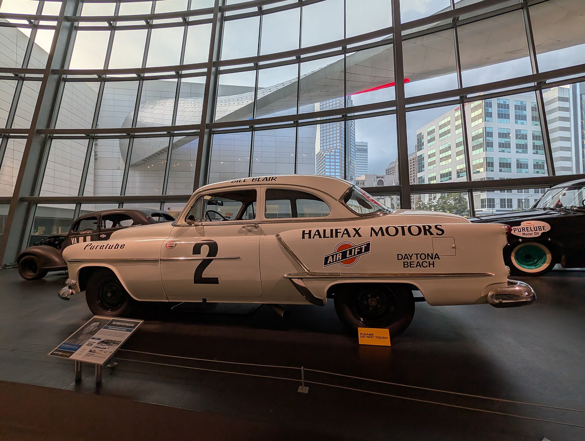 Historic race cars inside the NASCAR Hall of Fame in Charlotte